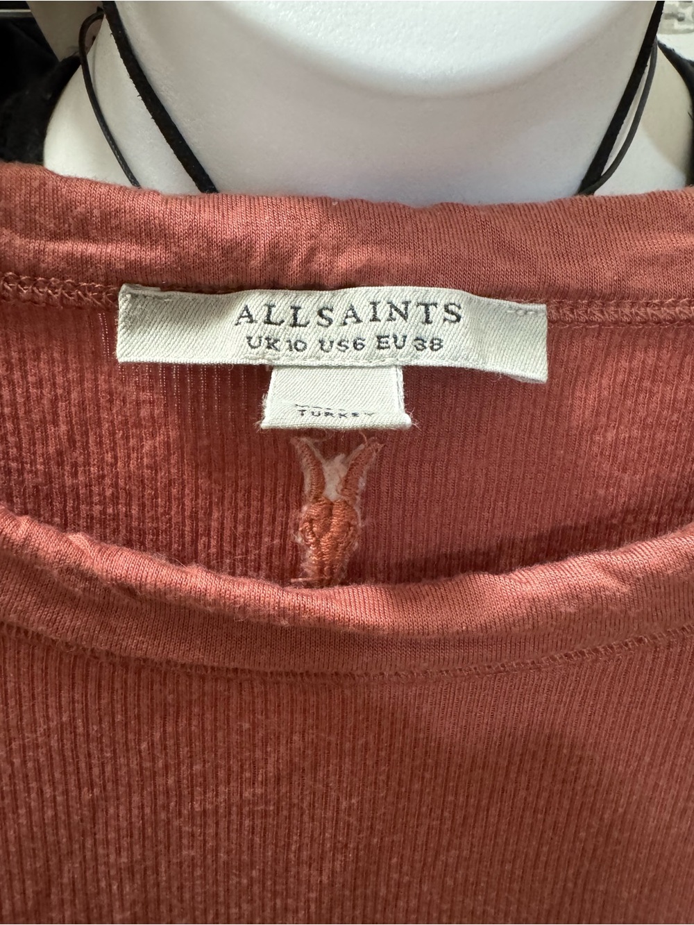 AllSaints Iconic Ribbed Crew Neck Tank Top - Muted Coral -Pre-loved/EUC - Size 6